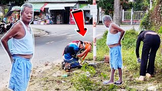 A BIG SHOCK While Helping An 80YearOld Elder Cut Overgrown Grass On The Sidewalk [upl. by Adnilemre936]