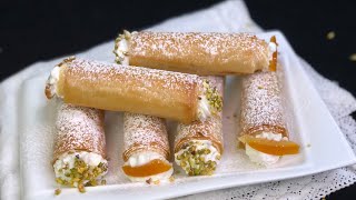 Cannoli di pasta fillo con crema di ricotta SENZA COTTURA PRONTI IN 5 MINUTI 😍 [upl. by Burkhardt919]