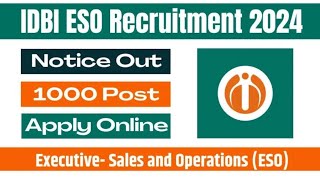 IDBI Executive Notification 2024 Out  IDBI Bank Executive Recruitment 2024  Full Details [upl. by Thorr]