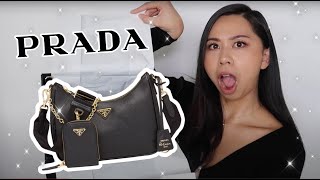 UNBOXING THE PRADA REEDITION 2005 SAFFIANO LEATHER BAG  REVIEW HYPE PRICING STYLING [upl. by Antoni685]