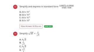 2021 JAMB Question 13  Standard form [upl. by Neitsirk]