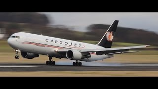 Cargojet Boeing 767300ERF Landing amp Takeoff at Prestwick Airport [upl. by Satterlee525]