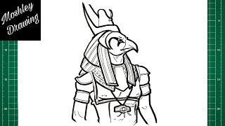 How to Draw Horus  Egyptian God [upl. by Rochus]