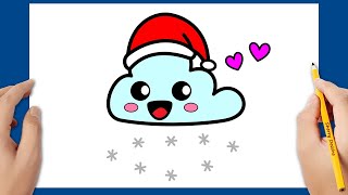 Comment dessiner un nuage de neige de Noël kawaii  Dessins de Noël [upl. by Shannah]