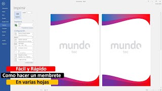 Como hacer un membrete en WORD en Varias Hojas para Imprimir [upl. by Llessur]