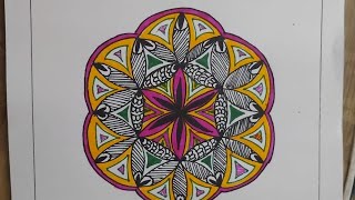 color mandala artart theropy 4flower mandala artstep by step mandala for beginner [upl. by Etnahsal]