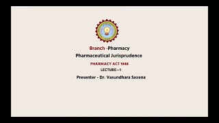 Pharmaceutical Jurisprudence  Pharmacy Act 1948 Part1 AKTU Digital Education [upl. by Almena]