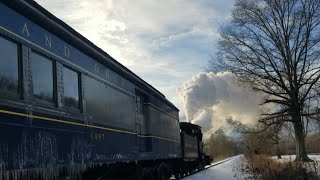 Busy Going Backwards Hocking Valley Scenic Railway GP10 701 Tows Steam Engine 3 To Nelsonville [upl. by Akimad]