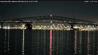 Francis Scott Key Bridge Collapse in Baltimore MD March 26 2024 — Webcam Footage from the Port [upl. by Yrogreg]