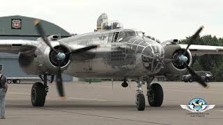 Starting a B25 Taxiing and Takeoff [upl. by Reisinger]