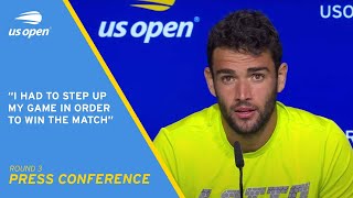 Matteo Berrettini Press Conference  2021 US Open Round 3 [upl. by Stanfield]