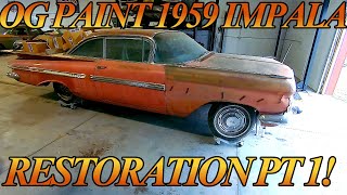 Starting the Restoration on My Original Paint 1959 Chevy Impala Coupe Teardown amp Disassembly PT1 [upl. by Gunter]