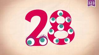 Learn Number Twenty eight 28 in English by Endless Numbers Kids Video [upl. by Essiralc707]