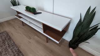 Manhattan Comfort Utopia Wood TV Stand for TVs up to 65 in White Maple Cream Review [upl. by Adanar433]