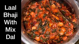 LAAL BHAJI WITH MIX DAAL  AMARANTH LEAVES  RED CHAWLI LEAVE RECIPE  CG Kaleva [upl. by Alig]