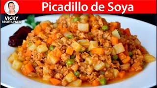 PICADILLO DE SOYA  VickyRecetaFacil [upl. by Adirehs]