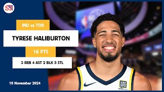 TYRESE HALIBURTON 16 PTS vs TOR 18 Nov 2425 IND Highlights [upl. by Adnamas149]