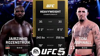 Jairzinho ROZENSTRUIK vs Tom ASPINALL Title fight UFC UFC 5 Gameplay ufc5 ufc [upl. by Wemolohtrab]