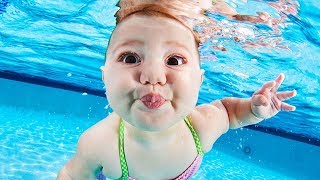 Funny Babies Swimming In The Pool [upl. by Essyle]