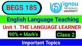 BEGS 185 Unit 1  English Language Teaching  Begs 185 IGNOU Begs 185 Previous Year Question paper [upl. by Mcginnis]