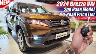 Maruti Suzuki Brezza 2024 VXi 2nd Base Model On Road Price List Mileage Features [upl. by Ak117]