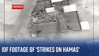 IsraelHamas war IDF footage shows strikes on Hamas targets [upl. by Furgeson]