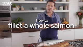 How to Fillet a Whole Salmon  Tesco [upl. by Georgine644]