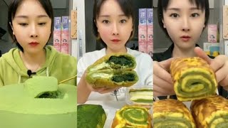 2 ASMR Matcha desserts compilation MUKBANG [upl. by Einalam]