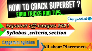 Capgemini Syllabus 2021 All about Superset  How to crack Superset Placement🔥  Registration [upl. by Tuck]