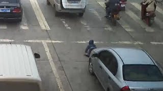 Child Escapes Death after Falling out of Moving Vehicle being Run over by Car [upl. by Forster368]