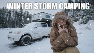 Winter Storm  Taking Shelter In My Truck Camper winter vanlife camping [upl. by Linell]