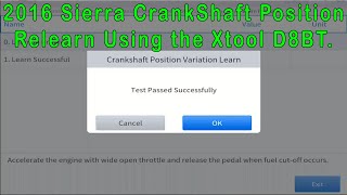 Crankshaft Position Sensor Relearn Using the Xtool D8BT on a 2016 GMC Sierra [upl. by Okin]