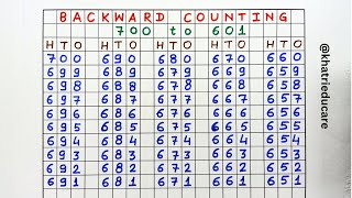 Backward counting 700 to 601 Reverse Counting 700 to 601 Maths Ulti Ginti Count Backwards [upl. by Novello]