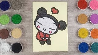 Sand Painting Coloring Pucca Cartoon mewarnaipasir sandpainting pucca [upl. by Bellina]