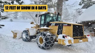 PLOWING SNOW IN A BLIZZARD Lake Tahoe California  CAT 938G [upl. by Assille]