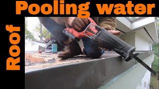 How to remove standing water quick and easy via a channel the best way to save a roof from leaking [upl. by Raimund]