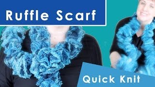 How to Knit a Ruffle Scarf  Winter Fashion Knits [upl. by Gadmon518]