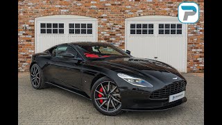 201717 ASTON MARTIN DB11 V12 52 IN OBSIDIAN BLACK WITH TWO TONE RED AND BLACK LEATHER INTERIOR [upl. by Kylander]