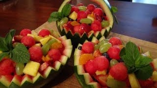 Carving Watermelon Basket And Bowls [upl. by Yauq]