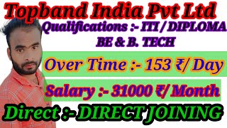 Topband India Pvt Ltd  Topband India Pvt Chakan Pune  ITI Jobs  BTech Jobs  Diploma Jobs [upl. by Christean]