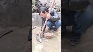 Iron rake wood handle installation process [upl. by Sergei897]