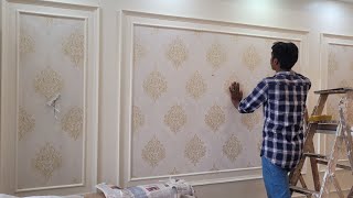 Wallpaper Pasting करना सीखे आसानी से How to Paste Wallpaper on Wall  Wall Decor  Interior Design [upl. by Assiran358]