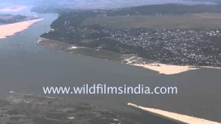 Mighty Brahmaputra river seen aerially [upl. by Hamburger714]