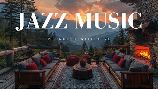 Soft Jazz With Fireplace Heater  August Bossa Nova for Positive Moods Relaxing Studying [upl. by Magdau572]