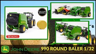 132 Scale JOHN DEERE 990 Round baler by WIKING  Farm model review 53 [upl. by Dori]