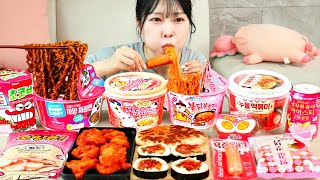 ASMR MUKBANG 편의점 직접 만든 불닭 떡볶이 치킨 김밥 디저트 먹방 amp 레시피 Convenience Store Food EATING [upl. by Lukash]