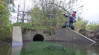 I Hooked a BIG Mystery Fish In The SEWER PIPE After The Flood [upl. by Fawna]