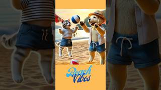 Beach vibes from Cute puppy kitten shorts shortsfeed beach vibes funny cat kitten ai cute [upl. by Kit263]