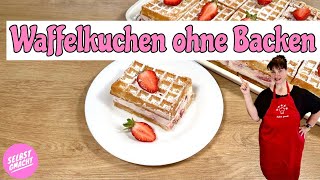 Waffelkuchen mit frischen Erdbeeren und SchmandSahne schnell und ohne Backen [upl. by Ahcrop]