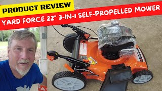 Unboxing and Review Of The Yard Force 22quot 3in1 SelfPropelled Lawn Mower model YF223n1SPVSSC [upl. by Nedap]